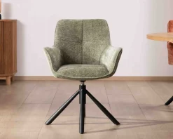 Meuble House Lot de 2 chaises en tissu vert