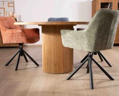 Meuble House Lot de 2 chaises en tissu vert