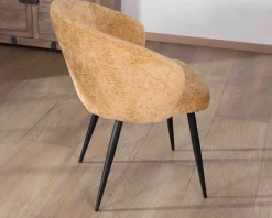 Meuble House Lot de 2 chaises enveloppantes en tissu jaune et pieds métal noirs "Kandy" Sale