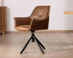 Meuble House Lot de 2 chaises enveloppantes sur pied rotatif "Ritchey" tissu microfibre havane Sale