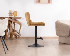 Meuble House Lot de 2 chaises hautes en tissu moutarde