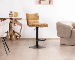 Meuble House Lot de 2 chaises hautes en tissu moutarde