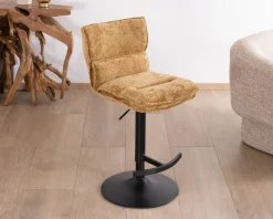 Meuble House Lot de 2 chaises hautes en tissu moutarde