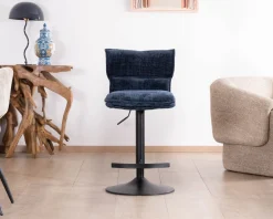 Meuble House Lot de 2 chaises hautes matelassées réglables en hauteur "Topley" tissu coloris bleu nuit Sale