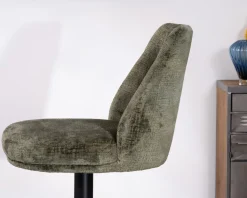 Meuble House Lot de 2 chaises hautes réglables et pivotantes en velours vert kaki "Zoung" pied métal noir Sale
