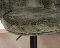 Meuble House Lot de 2 chaises hautes réglables et pivotantes en velours vert kaki 