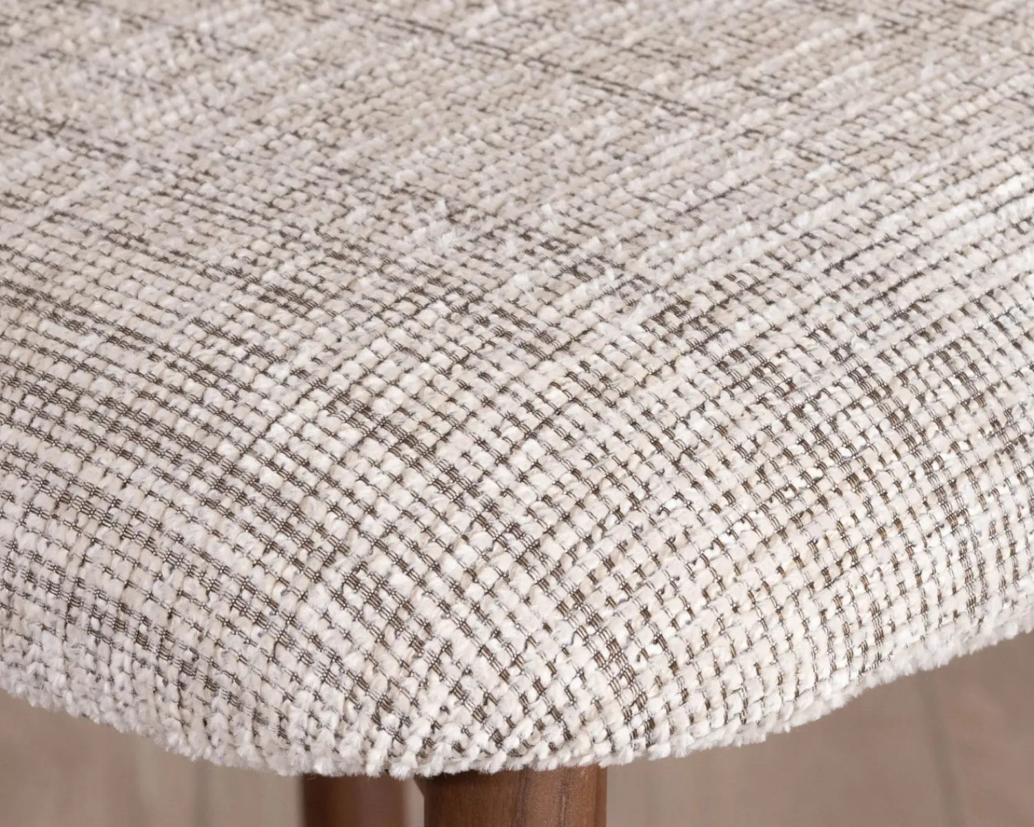 Meuble House Lot de 2 chaises mi-hauteur rétro en tissu tramé beige et marron "Arpège" pieds métal aspect noyer Clearance