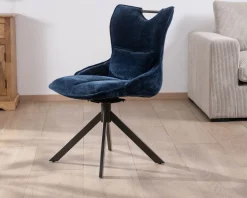 Meuble House Lot de 2 chaises pivotantes en tissu bleu sur pied étoile en métal "Biorg" Online