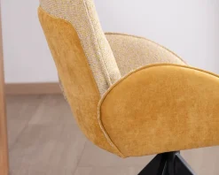 Meuble House Lot de 2 chaises pivotantes en tissu bi matières jaune 