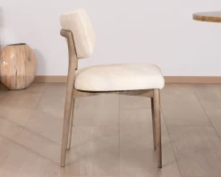 Meuble House Lot de 2 chaises scandinaves en bois grisé et tissu bouclettes beige "Isadora" Outlet