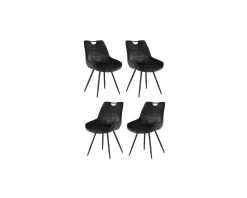 Meuble House Lot de 4 chaises scandinaves grises et noires tissu et métal "Dina" Sale