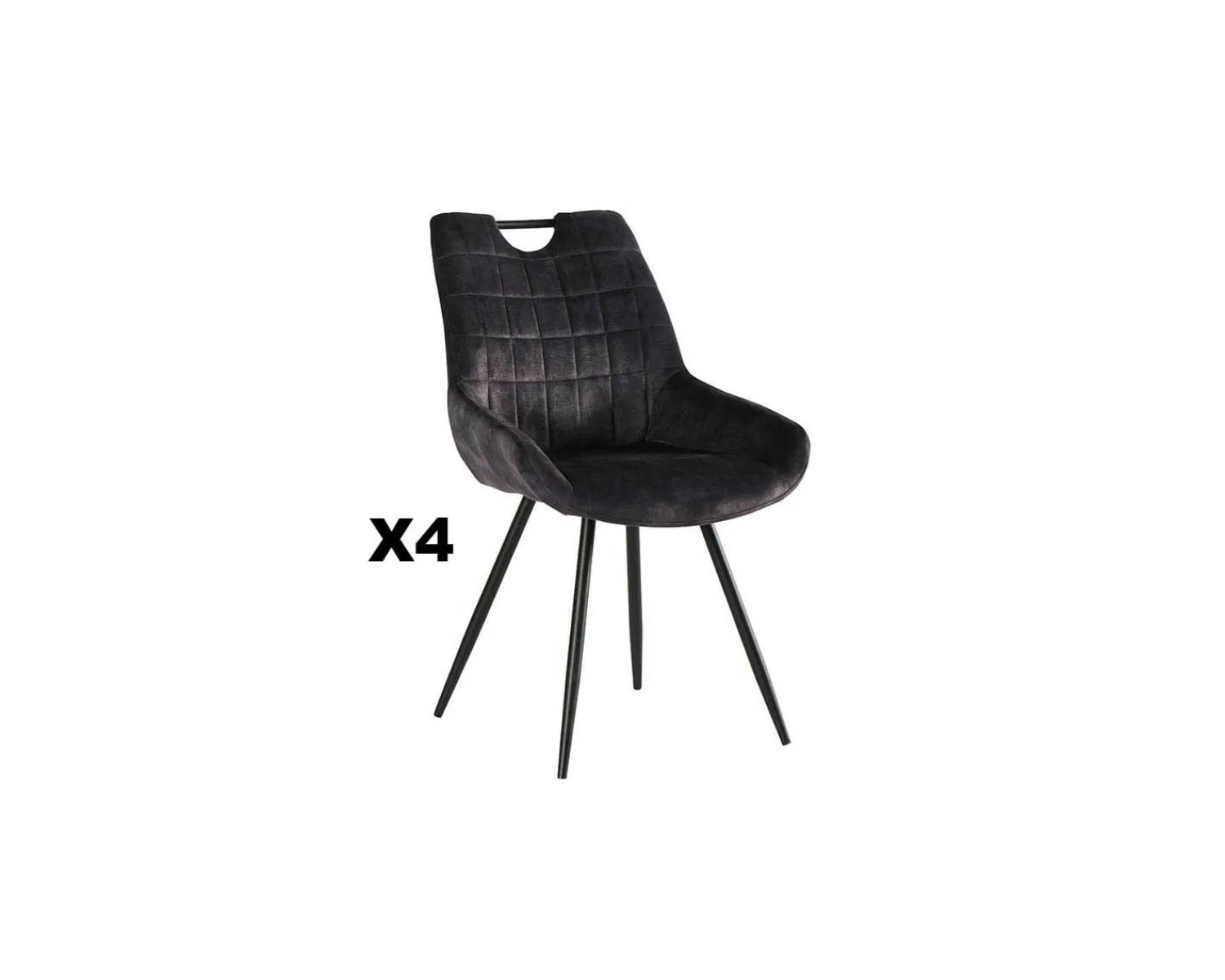 Meuble House Lot de 4 chaises scandinaves grises et noires tissu et métal "Dina" Sale