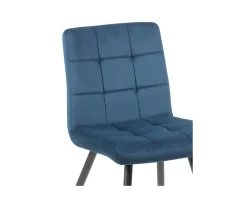 Meuble House Lot de 4 chaises scandinaves tissu bleu métal noir "Sando" Casita Clearance