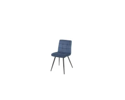 Meuble House Lot de 4 chaises scandinaves tissu bleu métal noir