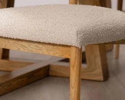 Meuble House Lot de 2 chaises style scandinave en frêne naturel et tissu beige "Isadora"