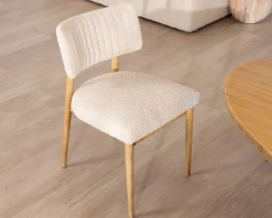 Meuble House Lot de 2 chaises style scandinave en frêne naturel et tissu beige 