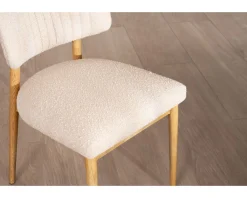Meuble House Lot de 2 chaises style scandinave en frêne naturel et tissu beige 