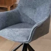Meuble House Lot de 2 chaises tournantes en tissu bleu et pieds métal "Ewing" Outlet