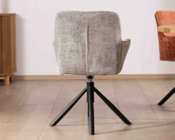 Meuble House Lot de 2 chaises tournantes en tissu gris clair et pieds métal "Ewing" New