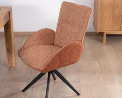 Meuble House Lot de 2 chaises tournantes en tissu bi-texturé terracotta