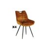Meuble House Lot de 4 chaises velours jaune moutarde et noires "Dina" Casita New