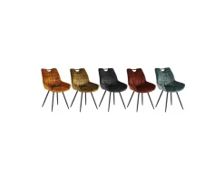 Meuble House Lot de 4 chaises velours jaune moutarde et noires "Dina" Casita New