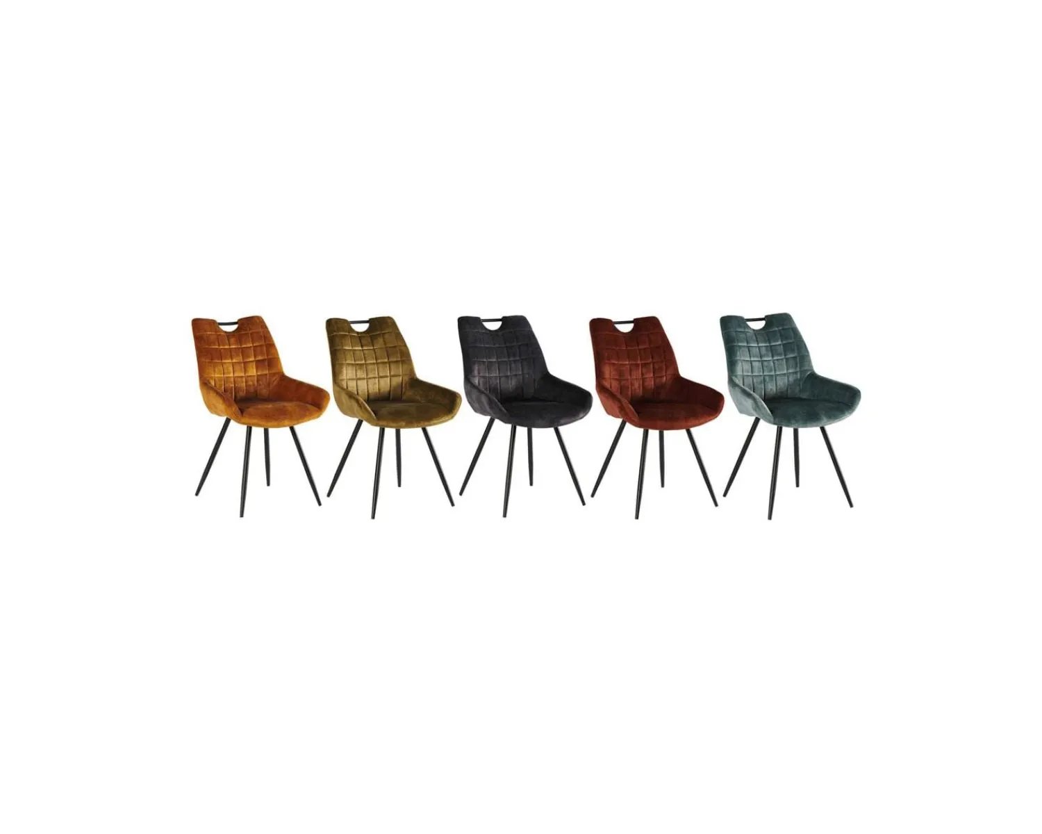 Meuble House Lot de 4 chaises velours jaune moutarde et noires "Dina" Casita New