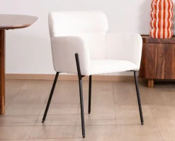 Meuble House Lot de 2 chaises vintage en tissu blanc 
