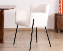 Meuble House Lot de 2 chaises vintage en tissu blanc 