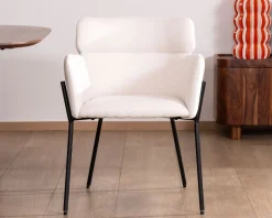 Meuble House Lot de 2 chaises vintage en tissu blanc 