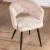Meuble House Lot de 2 chaises vintage en velours côtelé blanc cassé et pieds métal noir "Sonate" Hot