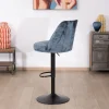 Meuble House Lot de 2 confortables chaises de bar pivotantes en tissu bleu "Zoung" dossier haut Best