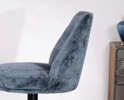 Meuble House Lot de 2 confortables chaises de bar pivotantes en tissu bleu