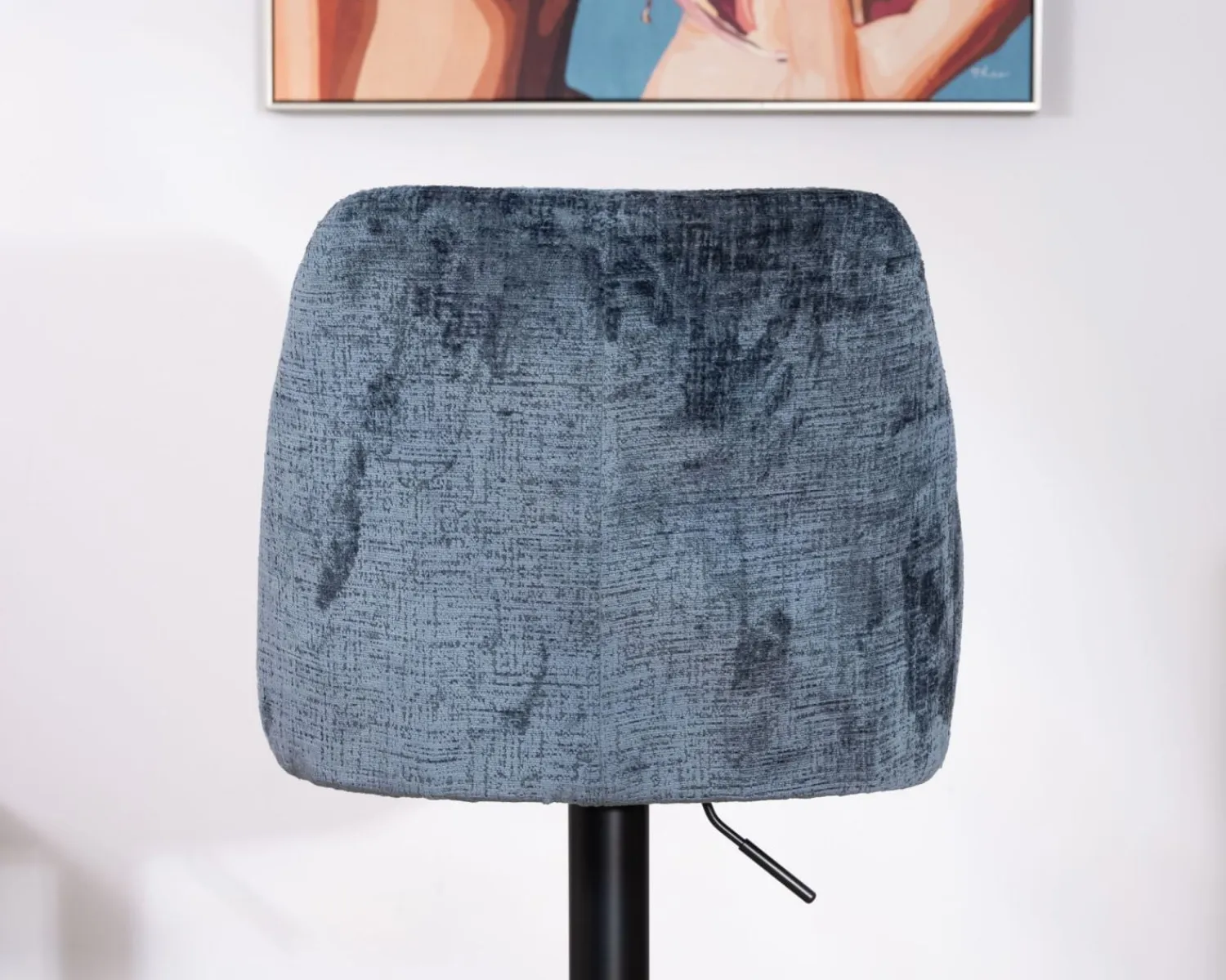 Meuble House Lot de 2 confortables chaises de bar pivotantes en tissu bleu "Zoung" dossier haut Best