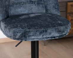 Meuble House Lot de 2 confortables chaises de bar pivotantes en tissu bleu