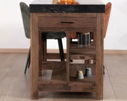 Meuble House Îlot de cuisine en teck recyclé avec coin snack extensible