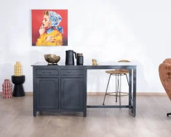 Meuble House Îlot de cuisine noir avec coin repas 