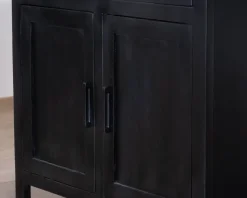 Meuble House Îlot de cuisine noir avec coin repas 