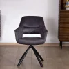Meuble House Lot de 2 fauteuils de repas contemporains pivotants sur pied métal noir "Chilko" en tissu bi texturé gris New