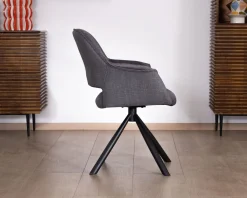 Meuble House Lot de 2 fauteuils de repas contemporains pivotants sur pied métal noir
