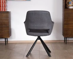 Meuble House Lot de 2 fauteuils de repas contemporains pivotants sur pied métal noir