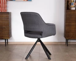 Meuble House Lot de 2 fauteuils de repas contemporains pivotants sur pied métal noir