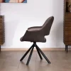 Meuble House Lot de 2 fauteuils de repas enveloppants en tissu bi texturé chocolat et pied pivotant en métal "Chilko" Discount
