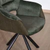 Meuble House Lot de 2 fauteuils de repas enveloppants en tissu bi texture vert "Chilko" avec pied pivotant en métal noir Hot