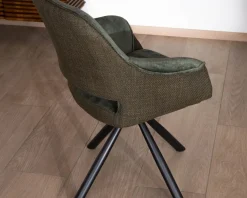 Meuble House Lot de 2 fauteuils de repas enveloppants en tissu bi texture vert