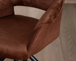 Meuble House Lot de 2 fauteuils de repas pivotants en tissu bi texturé cuivré