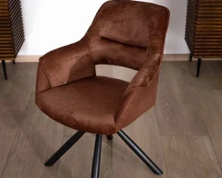 Meuble House Lot de 2 fauteuils de repas pivotants en tissu bi texturé cuivré