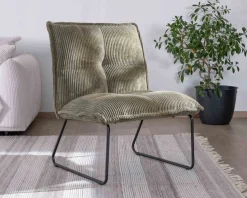 Meuble House Lot de 2 fauteuils sans accoudoirs en velours cotelé kaki "Calvin" Hot