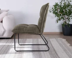 Meuble House Lot de 2 fauteuils sans accoudoirs en velours cotelé kaki "Calvin" Hot
