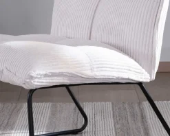 Meuble House Lot de 2 fauteuils sans accoudoirs en velours côtelé blanc 